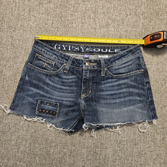 GYPSY SOULE  Raw Hem Denim Blue Jean Shorts Sz 2/26 Mesium Wash - Picture 11 of 11